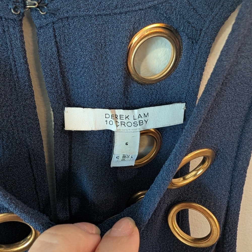 Derek Lam 10 Crosby  Navy Flared Jumpsuit Size 6 - Picture 4 of 9